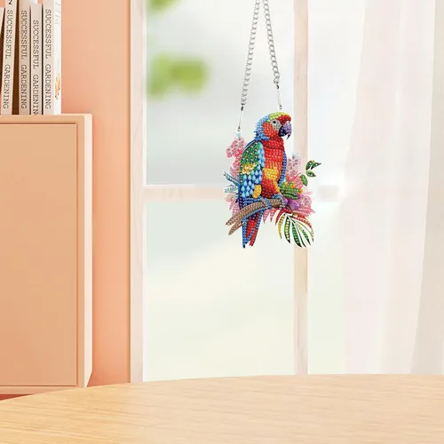 Vista 5 de AiYuanzsh Animal Parrot DIY Kits de Pintura de Arte de Diamante de Acrílico Colgante Pendientes de Arte de Diamante de Rinstone Especialmente