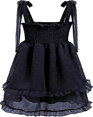 Vista 6 de Vestido de tul de verano para niña pequeña, vestido floral de fiesta de cumpleaños, vestido de boda para niña de las flores, vestido casual