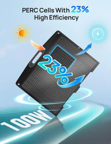 Vista 7 de ECO-WORTHY Panel solar portátil de 200 W para estaciones de energía, IP65 impermeable y ligero con soporte ajustable, panel solar plegable de alta