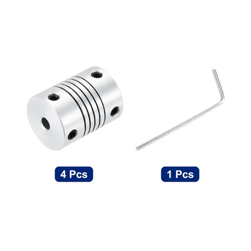 Vista 3 de uxcell 4 piezas de acoplamiento de eje de aleación de aluminio de 0.157 in a 0.157 in, acoplador flexible L25xD19, conector de junta de motor paso a