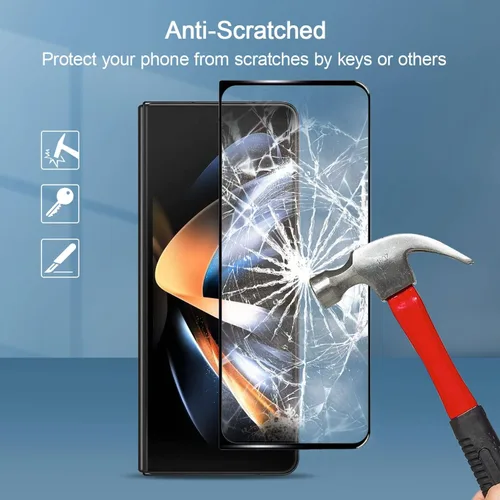 Vista 6 de UEEBAI Paquete de 2 protectores de pantalla para Samsung Galaxy Z Fold 5 5G, vidrio templado HD, protector de sensor transparente, fácil