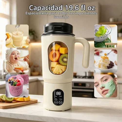 Vista 6 de Batidora portátil para batidos, 580ML USB-C recargable Juicer Cup (beige)