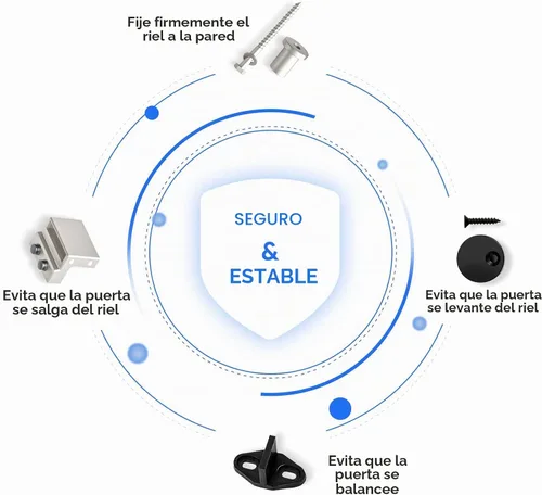 Vista 5 de EaseLife Kit de Rieles de Hardware de 5 Pies para Puerta Corredera de Granero de Níquel Cepillado, Polea J Básica, Trabajo Pesado, Se Desliza Suave