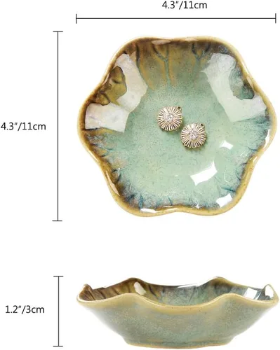 Vista 6 de 2 platos para anillos, cuenco pequeño para llaves, bandeja de cerámica para joyas, organizador de collares, aretes para mamá, amiga, hermana, todas