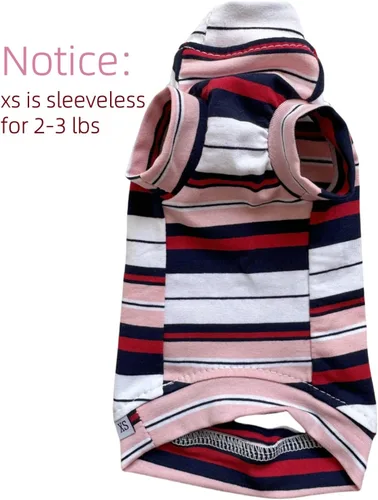 Vista 2 de Camisa de algodón con cuello redondo para gatos sin pelo Sphynx de rayas vintage, ropa para mascotas con mangas, camisetas para gatitos para Sphynx