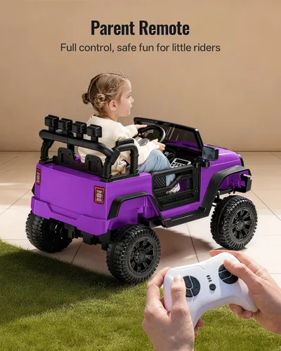 Vista 5 de Juguetes de paseo de 24 V, coche eléctrico para niños de 2 a 5 Morado