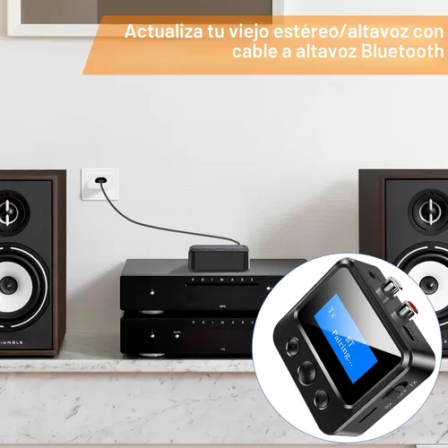 Vista 5 de Transmisor y receptor Bluetooth para TV, adaptador de audio para sistema estéreo doméstico con RCA, AUX de 3.5mm y pantalla, transmisor Bluetooth