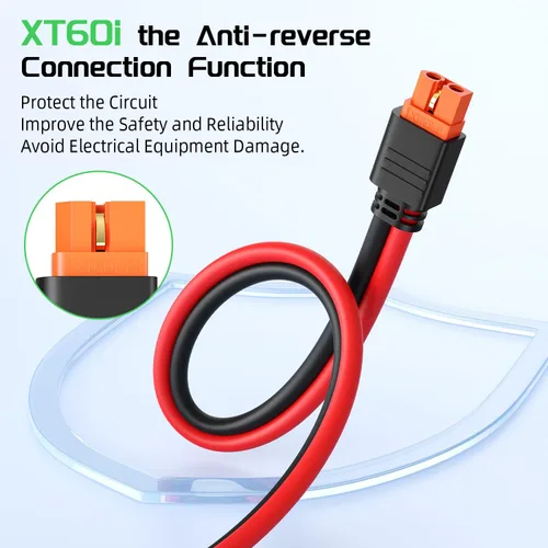 Vista 5 de Bateria Power Cable de extensión de carga solar a XT60i de 2 pies, 10 AWG, conector solar a adaptador XT60, conexión de cable para panel solar