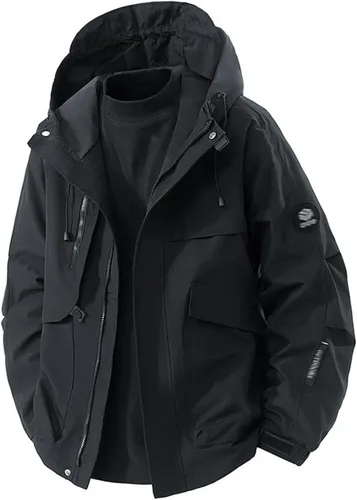 Vista 7 de Chaqueta de nieve ligera e impermeable para hombre, rompevientos cálidos, con capucha, de secado rápido, ropa exterior de viaje