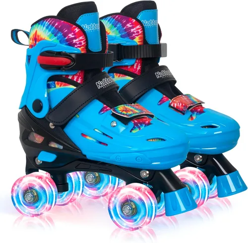 Vista 12 de Nattork Patines de Ruedas para Niños y Niñas, Patines Cuádruples de 4 Tallas Ajustables para Niños con Ruedas que se Iluminan - Maravilloso Regalo