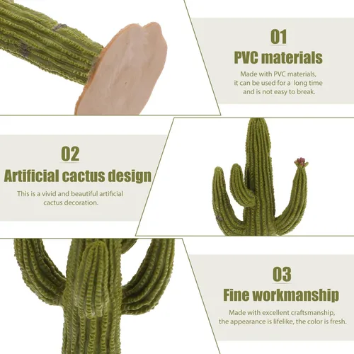 Vista 4 de Didiseaon Planta decorativa de cactus artificial, planta artificial en maceta, micro paisaje, decoración de cactus