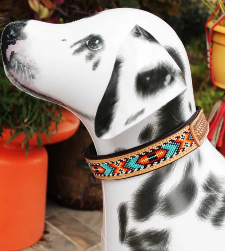 Vista 4 de CHALLENGER XSmall 9''- 13'' Basket Weave Tooled acolchado cuero con cuentas perro cachorro 60RT19