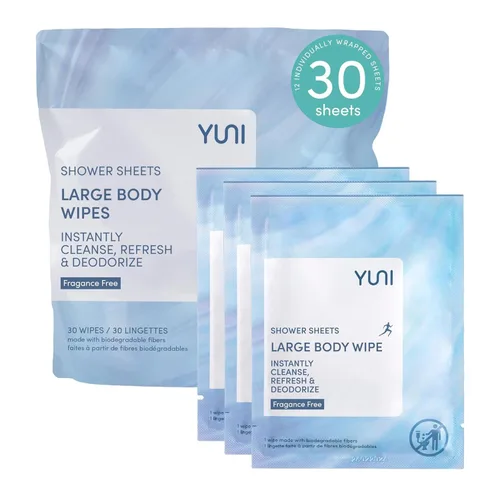 Vista 9 de YUNI Beauty Toallitas corporales grandes, menta cítrica, 12 unidades, compostables, biodegradables, limpiador corporal sin enjuague, alternativa