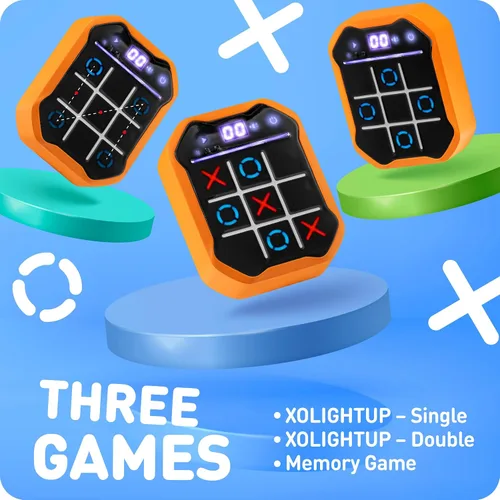 Vista 5 de Juego electrónico de mano Tic-Tac-Toe Juegos de memoria y cerebro 3 en 1 Regalo de cumpleaños para niños y adultos Pantalla táctil apta