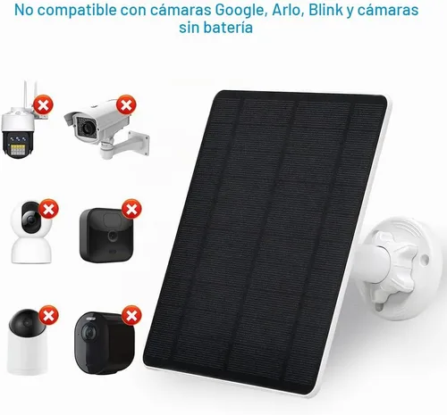 Vista 5 de Panel solar para cámara de seguridad, panel solar USB de 5 W para cámaras de CC 5 V, cargador de panel solar para cámara, micro USB, USB-C y CC