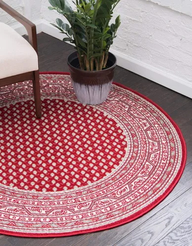 Vista 13 de Unique Loom Williamsburg Collection - Alfombra tradicional con borde central de puntos, alfombra de pasillo de 2 pies 9 pulgadas x 9 pies 10 Beige