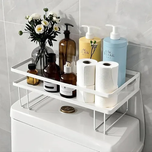 Vista 13 de PowerKing Estante de almacenamiento sobre el inodoro, organizador de baño Blanco