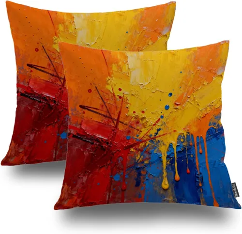 Vista 45 de Shrahala Juego de 2 fundas de almohada de mandala de color beige para exteriores, cuadradas, mandala, para interiores, de lino resistente al agua