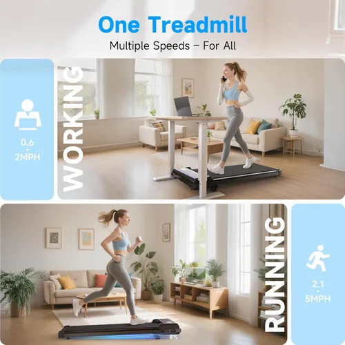 Vista 5 de Almohadilla para caminar con inclinación, caminadora debajo del escritorio para oficina en casa con ultra silenciosa <40 dB, 2.5 HP portátil