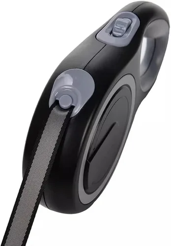 Vista 5 de Correa retráctil para perro de 26 pies – Correa reflectante de nailon resistente para mascotas, freno de una mano sin enredos, impermeable