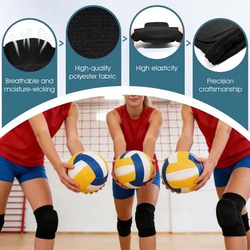 Vista 5 de Rodilleras de voleibol, 1 par de rodilleras negras suaves para mujeres, jóvenes y niñas, para deportes, baile, fútbol, yoga, tenis, correr
