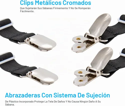 Vista 3 de BetyBedy 4 piezas de tirantes ajustables para sábanas de cama, clips elásticos para correas de sábanas, agarres de cubierta para funda de colchón