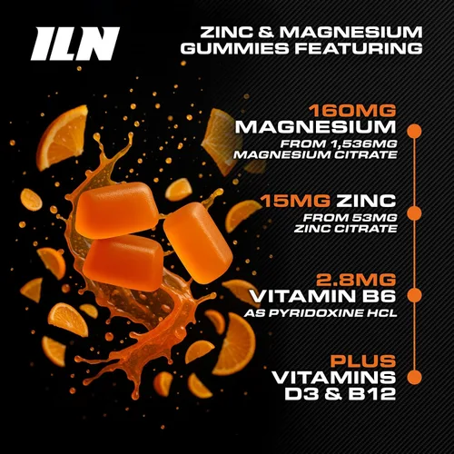 Vista 4 de Iron Labs - Gomitas ZM6 para hombres y mujeres, gomitas de zinc y magnesio (100 unidades, sabor naranja, vegano), suplementos de citrato de magnesio