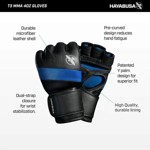 Vista 3 de Hayabusa T3 - Guantes de boxeo Pro Style MMA de 4oz para hombres y mujeres Blanco/Negro