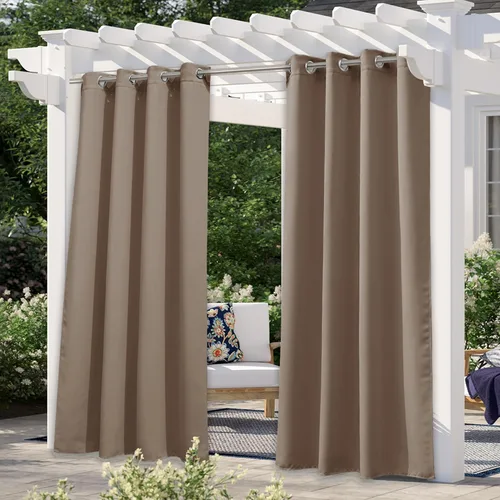 Vista 198 de NICETOWN Cortina para Exteriores para Patio Impermeable de 84 Pulgadas de Ancho, Aislamiento Térmico con Ojales Antioxidantes Bloqueo UV Cortina