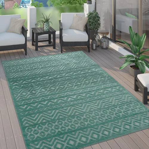 Vista 9 de Paco Home Alfombra para interiores y exteriores con patrón geométrico enrejado en antracita, tamaño: 2' x 3'3
