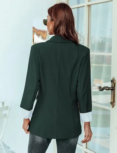 Vista 4 de Genhoo Chaquetas tipo blazer para mujer, con frente abierto, manga larga, para trabajo, oficina, casual, con bolsillos, tallas S-2XL