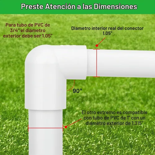 Vista 2 de Paquete de 8 accesorios de tubería de PVC de 1 pulgada x 3/4 pulgadas con codo de 90 grados (enchufe x zócalo) Schedule 40 PVC Slip Reductor 90°