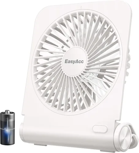 Vista 8 de EasyAcc Ventilador de escritorio pequeño, ventilador para cápsulas de sueño recargable, mini ventilador de escritorio silencioso de 2000 mAh