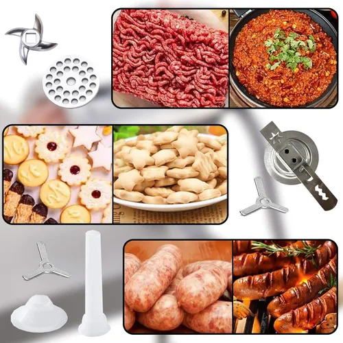 Vista 8 de CAM2 Molinillo de carne manual de acero inoxidable 304 resistente #10 con abrazadera con cuchilla de acero inoxidable 420 (10#)