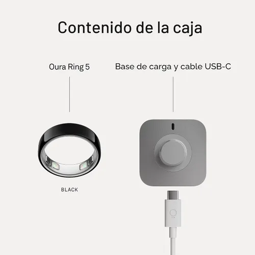 Vista 9 de Oura Ring 5 Smart Wearable - Negro - Talla 6 - Rastreador de fitness