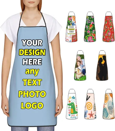 Vista 28 de Delantales impermeables personalizados para diseñar tu propia foto logotipo texto para cocinar hornear 28.3 x 20.4 pulgadas