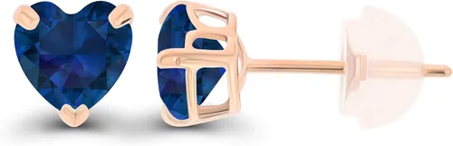 Vista 2 de Solid 925 Sterling Silver Gold Plated 5mm Heart Genuine Birthstone Stud Earrings For Women Natural or Created Hypoallergenic Gemstone Stud Earrings