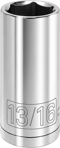 Vista 10 de Powerbuilt 3/8 de pulgada x 1/2 pulgada SAE Deep Socket, 12 puntos, cromo-vanadio, marca de tamaño - 940046