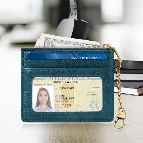 Vista 58 de SEAVILIA Tarjetero llavero cartera para mujer con ventana de identificación RFID monedero regalo abeja delgada minimalista pequeña cartera