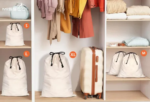 Vista 7 de misslo Conjunto de 3de algodón transpirable Dust-proof Cordón Bolsa de almacenamiento multifuncional bolsa