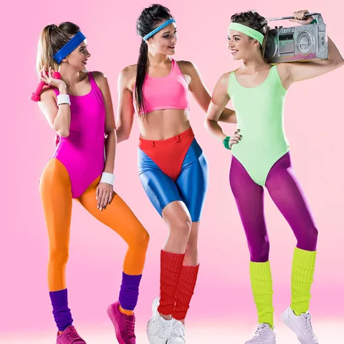 Vista 5 de SATINIOR Calentadores de pierna de punto de los años 80 para mujer, calcetines acanalados de ganchillo para accesorios de fiesta