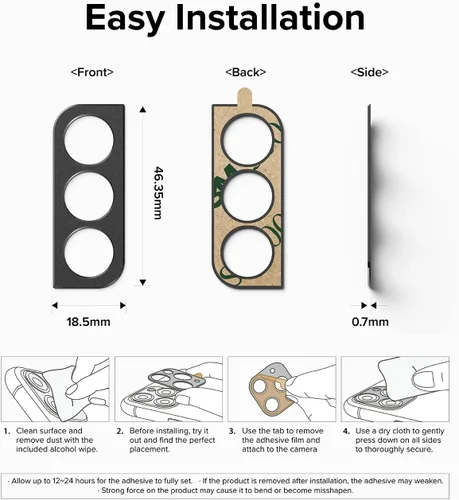 Vista 9 de Ringke Estilo de cámara compatible con Samsung Galaxy S22 / S22 Plus 5G, protector de lente de cámara con marco de aluminio, adhesivo protector