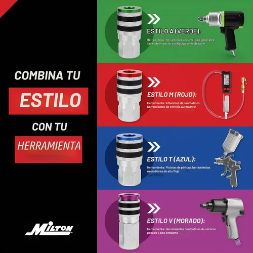 Vista 5 de Colorfit by Milton Kit de acoplador y enchufe (estilo A) con parachoques de goma, accesorios de manguera de conexión rápida NPT de 1/4 pulgadas