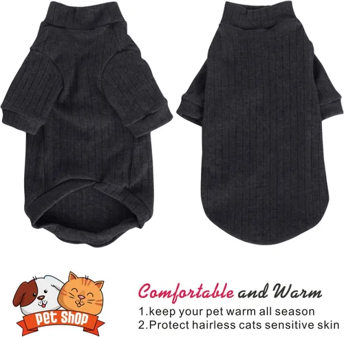 Vista 2 de Idepet Sphynx Suéter de gatos sin pelo, camisa suave para cachorros, lindo pijama de gato, ropa de algodón para mascotas, cuello alto de invierno