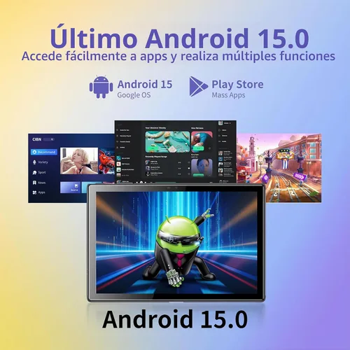 Vista 3 de BYYBUO Tablet 10.1 pulgadas Android 15 Tabletas, 8GB RAM+64GB ROM