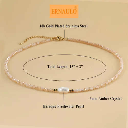 Vista 4 de Collares de cuentas de colores para mujer, collar de cuentas de cristal, collares de playa, collares bohemios para mujer, gargantilla de cuentas