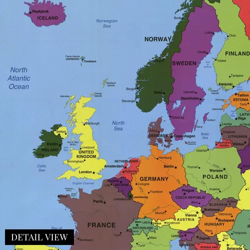 Vista 2 de HISTORIX - Póster del mapa de Europa 2004, 18 x 24 pulgadas, decoración artística de pared