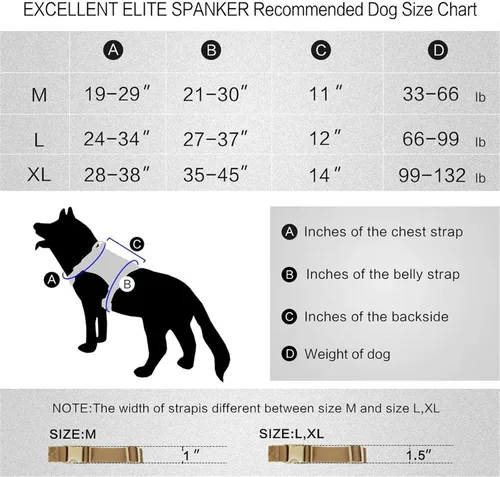 Vista 2 de EXCELLENT ELITE SPANKER Arnés táctico para perro, arnés militar para perro de trabajo, chaleco de entrenamiento ajustable Molle Patrol K9, arnés gris