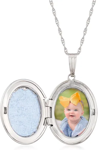 Vista 3 de Ross-Simons 14kt White Gold Personalized Floral Locket Necklace