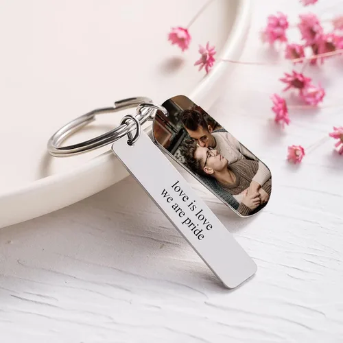 Vista 3 de Llavero personalizado con imagen Llavero grabado personalizado para pareja, padre, novio, hombres, marido regalos